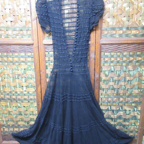 Unique Vintage Goth Elastic Bare/Sheer Midi Dress - Picture 1 of 7